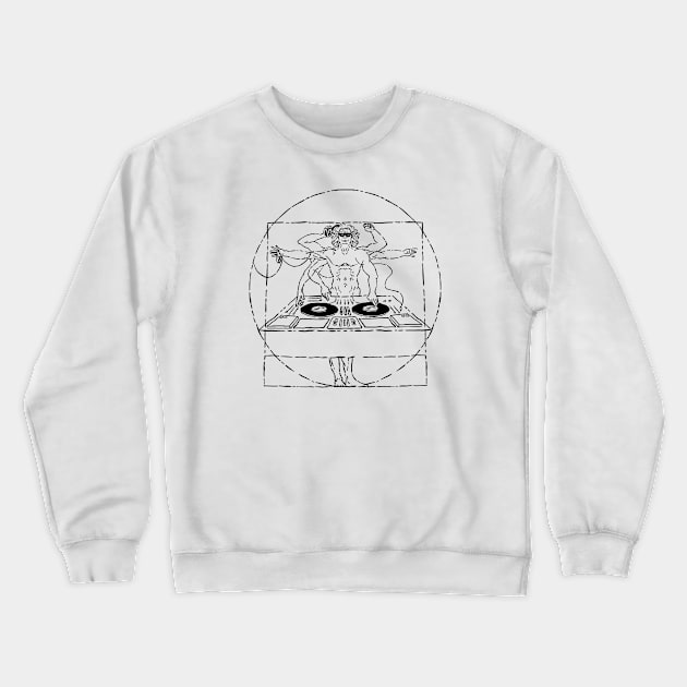 Funny Vitruvian Man DJ Disc Jockey Crewneck Sweatshirt by SLAG_Creative